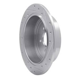 Subaru Impreza Brake Rotor (1) - Rear Left - R1 Concepts - Drilled & Slotted - Silver - `08-`15